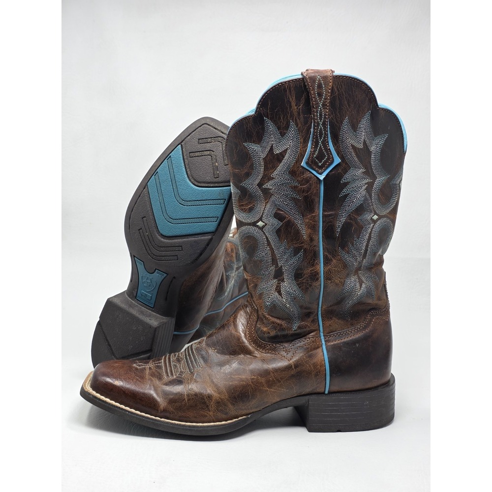 Ariat Cowboy Boots Womens Size 11B Tombstone Brown Square Toe Western 10008017